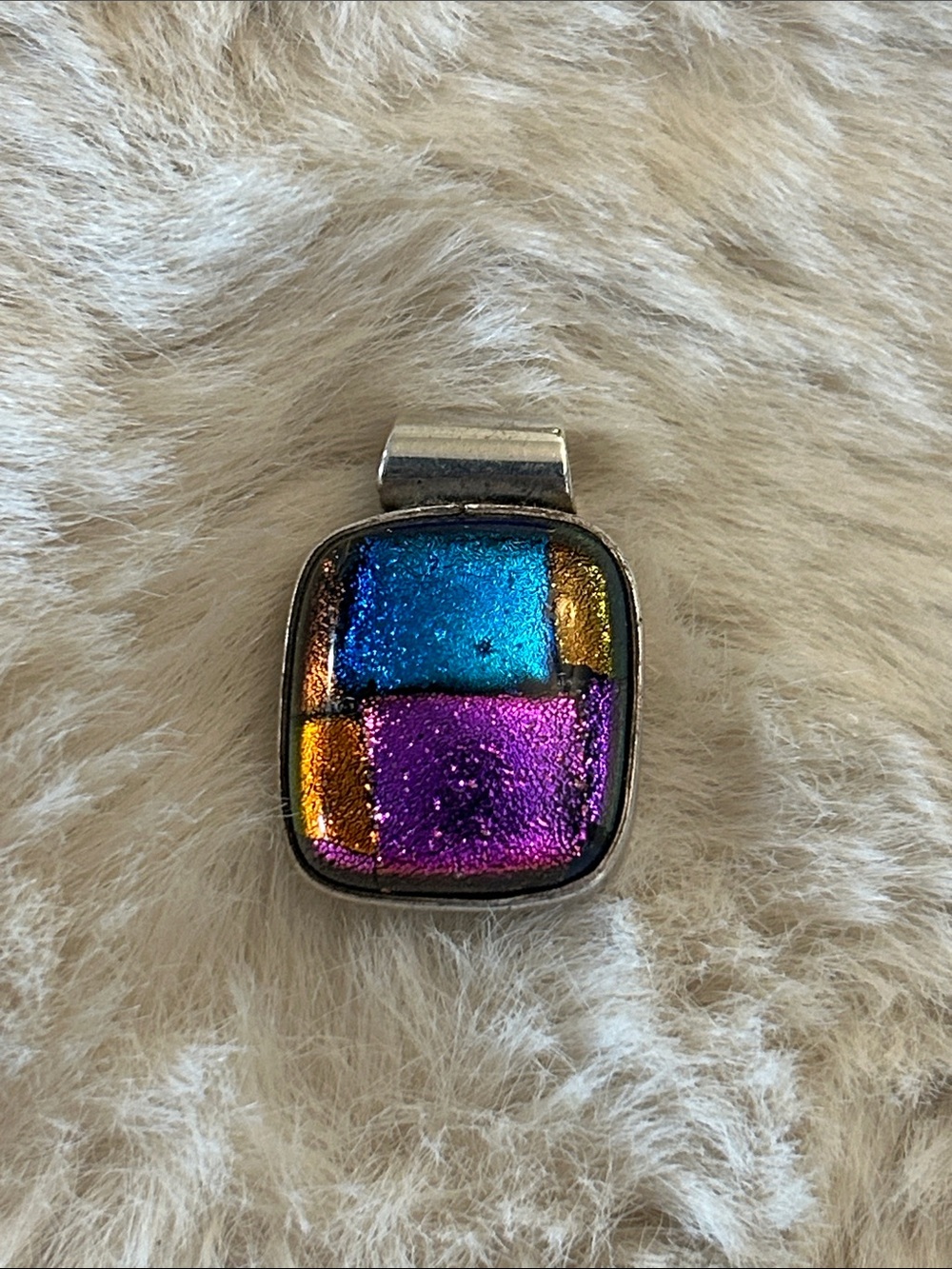 Dichroic fused glass and sterling 925 pendant